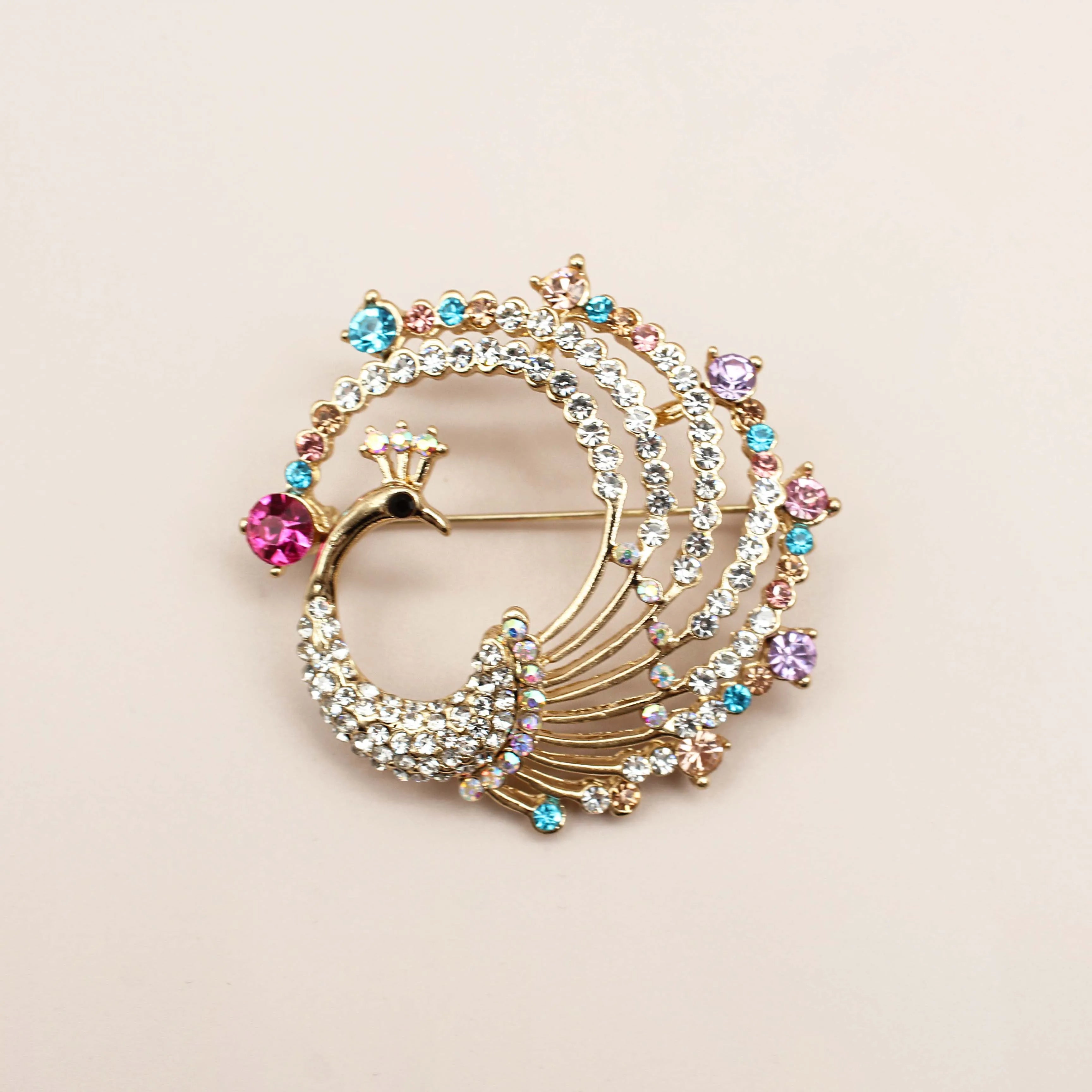 Jachon New Fashion Peacock Simple Set With Rhinestones Animal Clothing Accessories Brooch