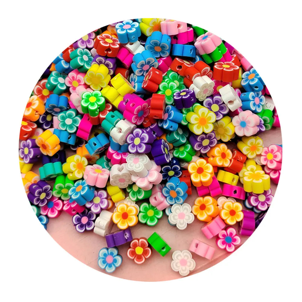 Jewelry Beads 10mm 1000pcs Polymer Clay Flower Bead with Hole Loose Spacer Beads Fit DIY Necklace Bracelet Accessories