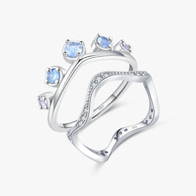 925 Sterling Silver Cubic Zirconia Fine Jewelry Crown Irregular Liquid Metal Fluid NEW Design Fashion Rings