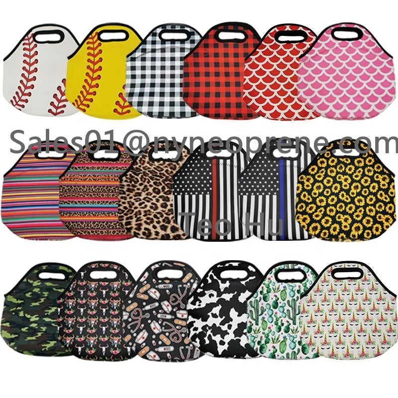 Hot Sale Custom Design Washable Lunch Box Tote Soft Neoprene Office Lady Lunch Bag School Kids Lunch Bags With Zipper