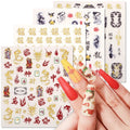Self-adhesive New Year Designers Flower Nail Stickers Christmas Nail Art Stickers for Nail Glitter Decoration