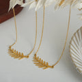 2 Sizes Stainless Steel Fish Bone Wheat Leaf Pendant Necklace 18K Gold Plated Non Tarnish Necklaces Women Minimalist Jewelry Hot