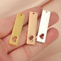 Customized Logo Mirror Polished Stainless Steel Hollow Out Heart Shaped Charms Geometric Rectangular Bar Pendant for Jewelry