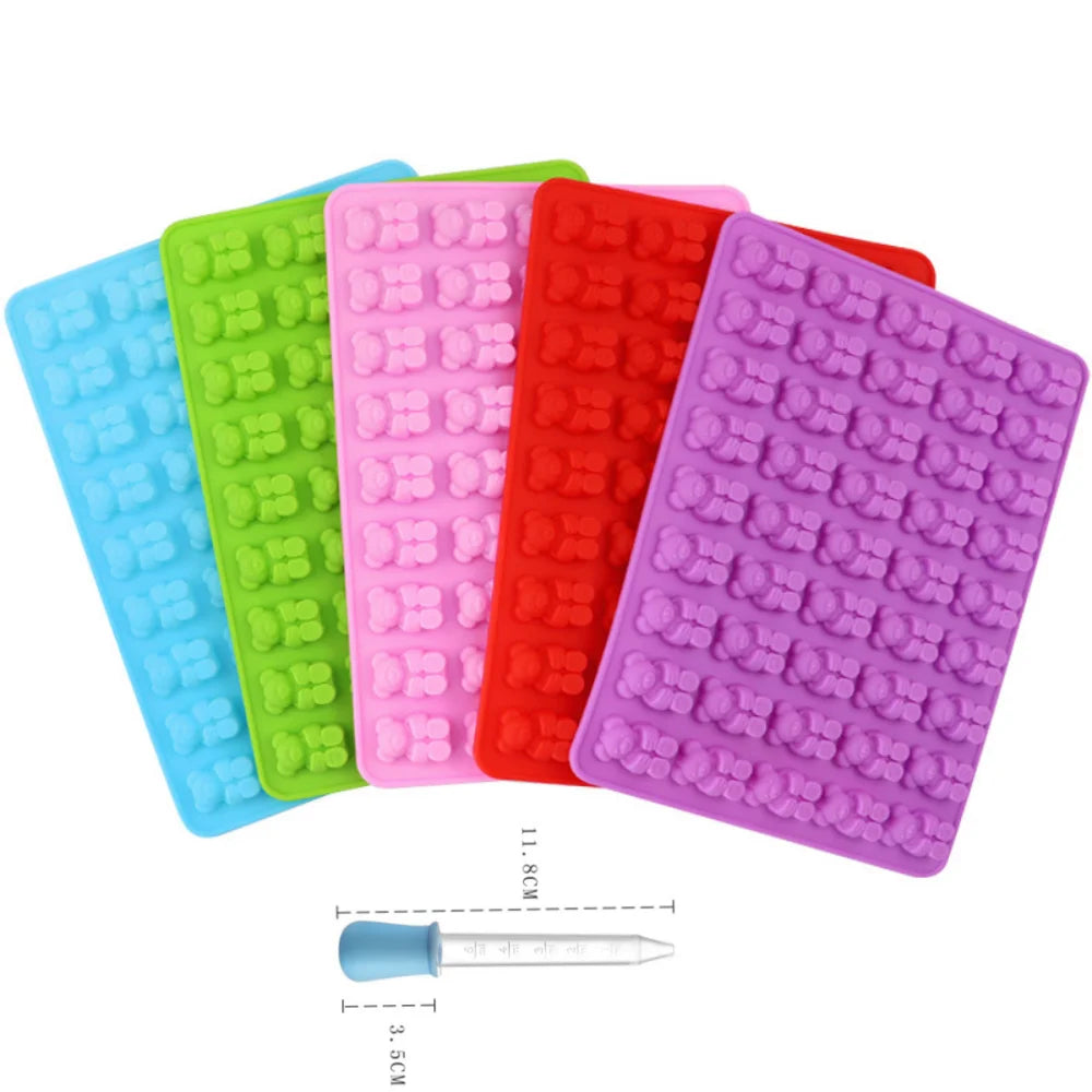 JCPING ZK-J03D 45/50 Cavity Silicone Gummy Moulds Mini Bear Jelly Molds 5ML Dropper BPA Free