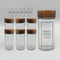 Wholesale 6 Pack 90ml 100ml 2oz 3oz Round Shaker Lid Spice Bottle Glass Jars Set with Wooden Cap and Sticker Label