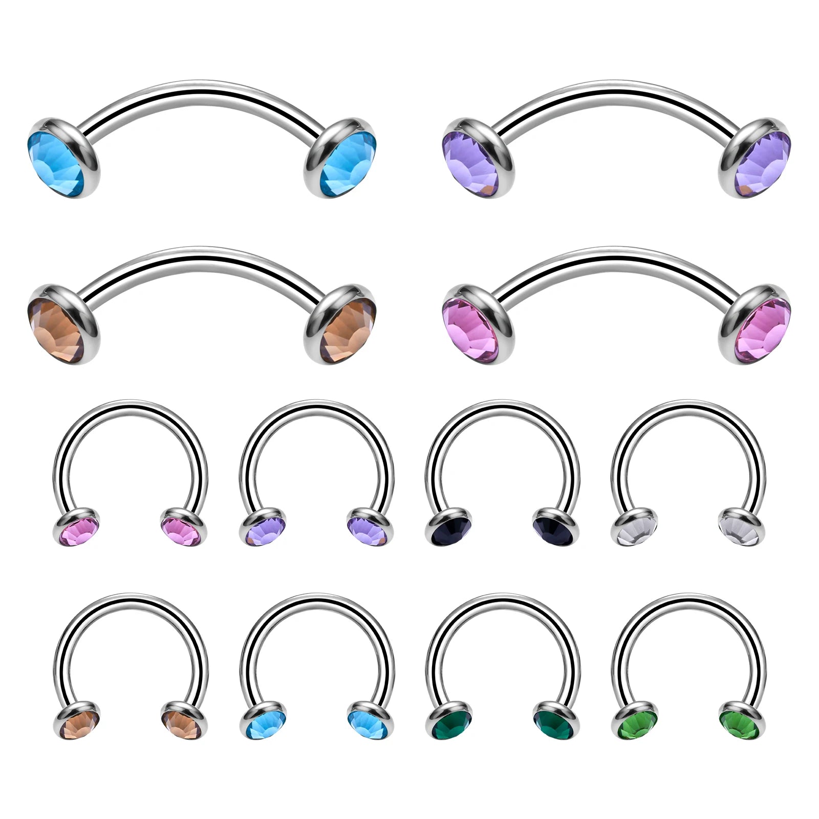 ASTM F136 Titanium Banana Barbell Nose Eyebrow Rings Horse Shoe 16G Labrets Ear Cartilage Piercing Earring Studs Body Jewelry