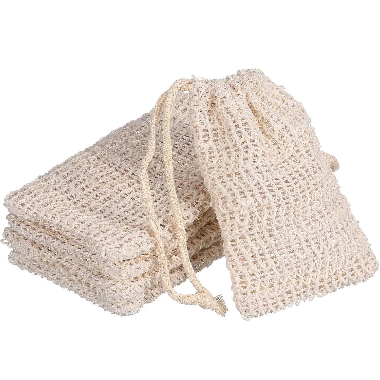 Natural Sisal Exfoliating Soap Saver Bag for Foaming and Drying Soap Bars Custom Logo Shower Soap Pouch
