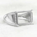 Sterling Silver 10*13mm Semi Mount Men's Ring Frame Empty Blank Claw Setting S925 Base Holder Without Center Stone for DIY Inlay