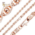 3.2mm+ FJ Fallon Fashion Jewelry Eyes Beads Fancy Link Chain Plated in Rose Gold Brass Based Split