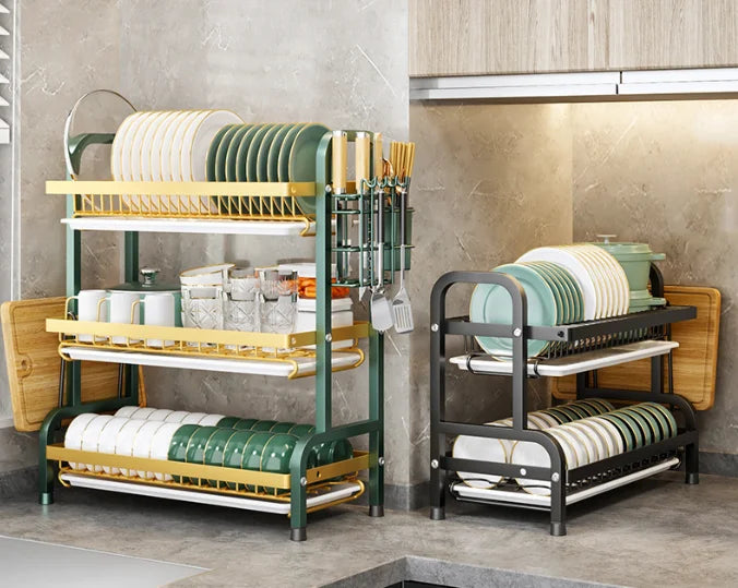 Multifunction Storage Shelf Organizer Main Stander with 2/3 Tier Cabinet Baskets Storage for Kitchen