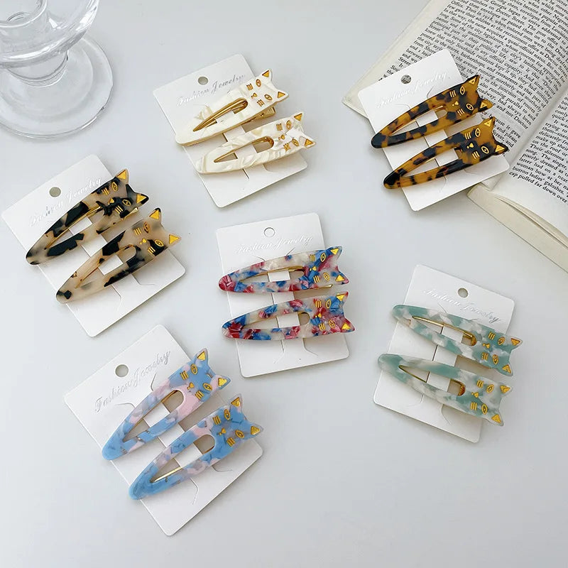Sewingman B0692L Small Cute Tortoise Shell Beautiful Cat Hair Barrettes Clips for Women