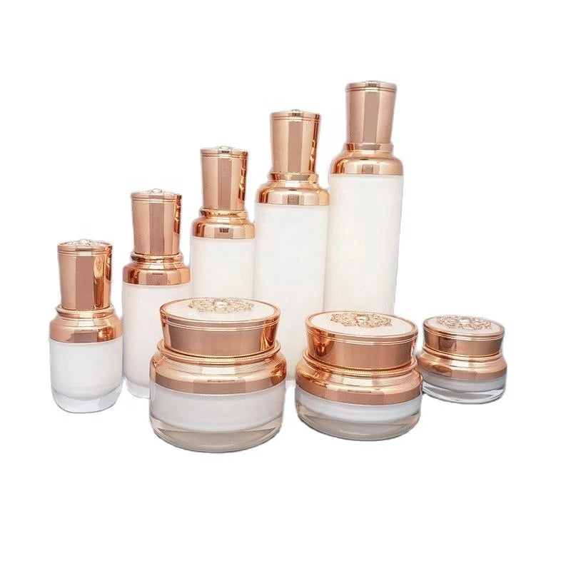 15~120ml Lotion Pump Bottle White Rose Gold Spray Bottle Acrylic Luxury Skincare Packaging Empty 15g 30g 50g Eye Face Cream Jars
