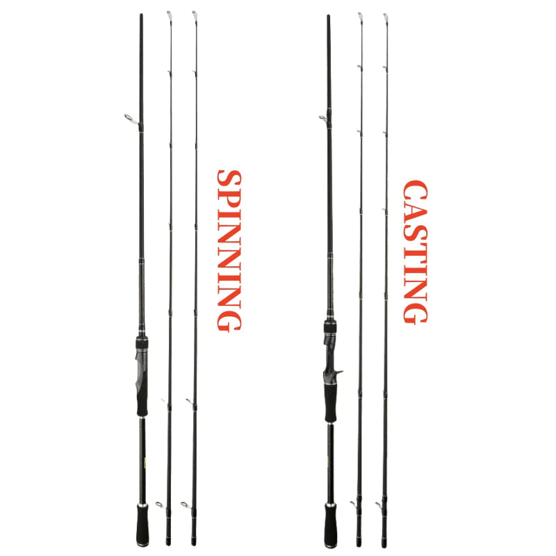 Hot Sale 1.83m 2.13m 2.4m Super Hard Spinning Baitcasting Rod Carbon MH H Double Rod Tips H/MH Fishing Rod