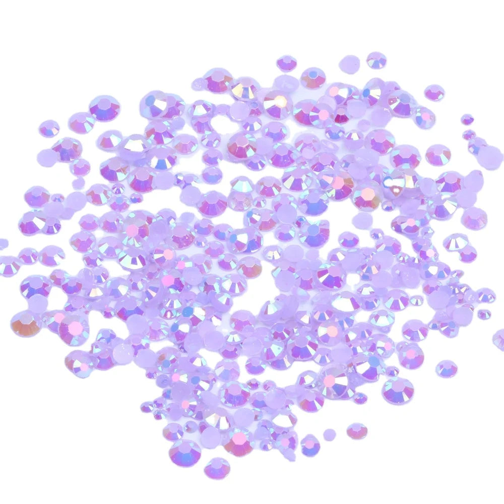 Clear AB Jelly Resin 6mm 500pcs Flatback Glue-on Rhinestones for Nail Art Bags & Shoes Decorations-Many Candy Colors