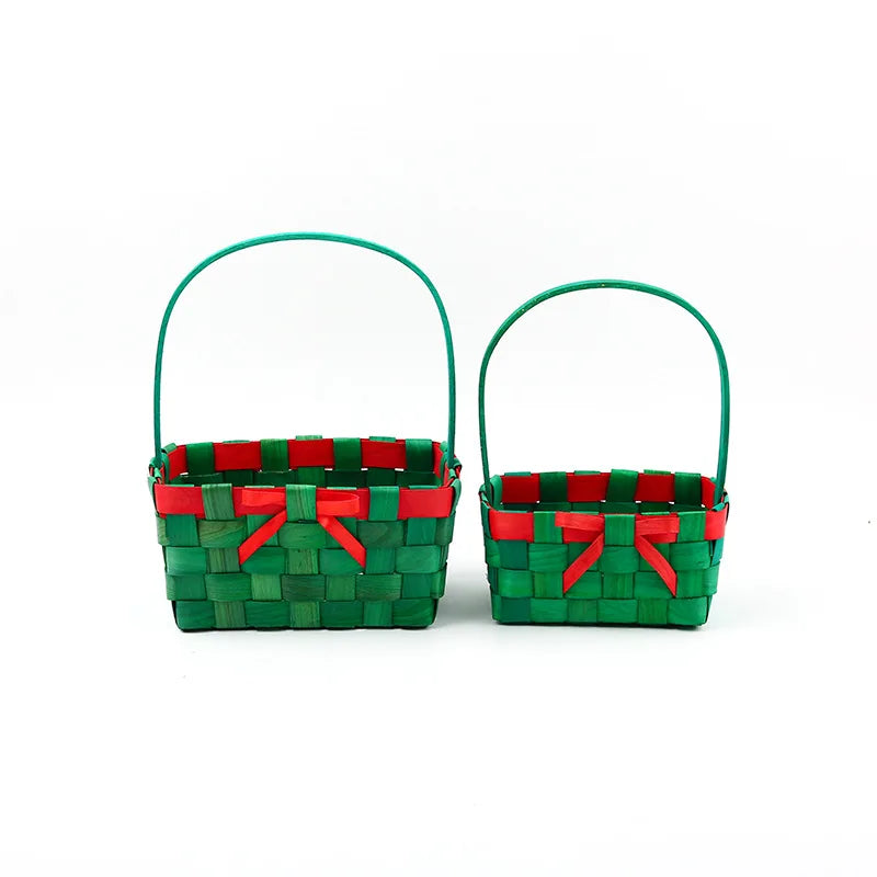 Wholesale New Christmas Candy Storage Basket Hand-Designed Bamboo Woven Flower Baskets