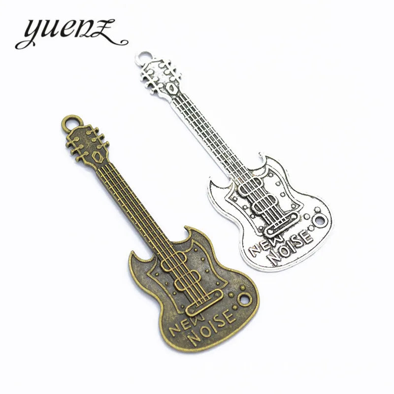 YuenZ Antique Silver Color Guitar Charms Pendants Jewelry Making Accessories Diy Handmade 68*25mm P117