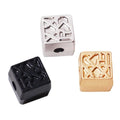 Nickel Free Custom Engraved logo Beads Handmade Accessory square Name Dic Pendant Charms for Bracelets