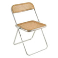Giancarlo Piretti Italian Plia Rattan Cane Chrome Steel Folding Chair MegaBDM