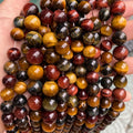 Natural Gemstone Beads Round Natural Multi Color Tiger Eye Stone Loose Beads for Jewelry Making