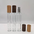 10ml Empty Perfume Glass Bottles Round Fragrance Atomizer Private Label Refillable Perfume Spray Bottle with Bamboo Wood Lid