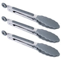 Silicone Kitchen Tongs for Cooking with Silicone Tips Kitchen Food Tongs Mini Silicone Serving Tongs - Set of 3 (Gray)