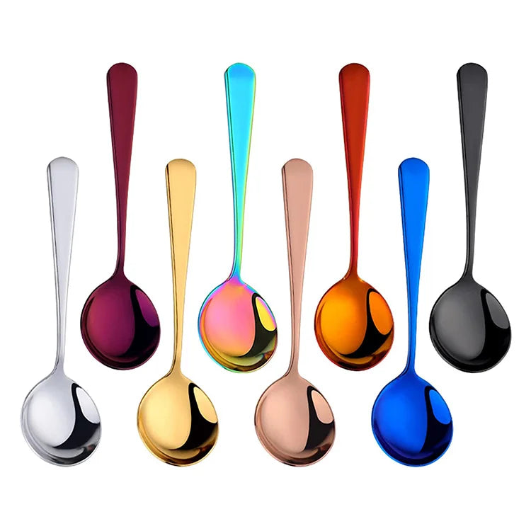 Korean Metal Coffee Cupping Spoon 18/0 Stainless Steel Round Soup Spoon with Custom  Logo