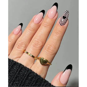 Temooi Wholesale 24Pcs ABS Finger Nails Simple Heart Almond False Nails Press on With Nail Glue