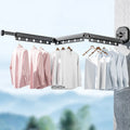 OWNSWING Suction Wall Mount Folding Clothes Drying Rack With Retractable Suction Cup Extension Pole Reusable Clothes Drying Rack