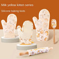 New Kitten Series Silicone Oven Mitts Heat-Resistant Baking Supplies Including Gloves High-Temperature Scraper Brush Rolling Pin