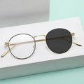 Fashion Creative Unisex Photochromic Metal Computer Glasses Frames Lightweight Round Shape Anti-Blue Color Changing Eyeglasses
