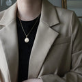 MICCI Wholesale Custom 18K Gold Plated Stainless Steel Paperclip Chain Link Hexagonal Pendant Hexagon Cupid Angel Wing Necklace
