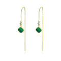 Fashion Jewelry 925 Sterling Silver 18K Gold Plated Malachite Long Chain Earrings Wire for Women Ladies Birthday Gifts