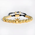 Luxury Women Men Crown Bead Adjustable Bracelets 8mm Copper Beads Charm Jewelry Handmade Bracelets