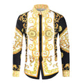 Men's Autumn Fashion Long Sleeve Shirts Casual Printed Slim Lapel Vintage Anti-Wrinkle Breathable Eco-Friendly