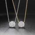 Hot Sale Gold Silver Color Round Cubic Zirconia Pendant Necklace for Women Fashion Wedding Party Jewelry Necklace Gifts Chain