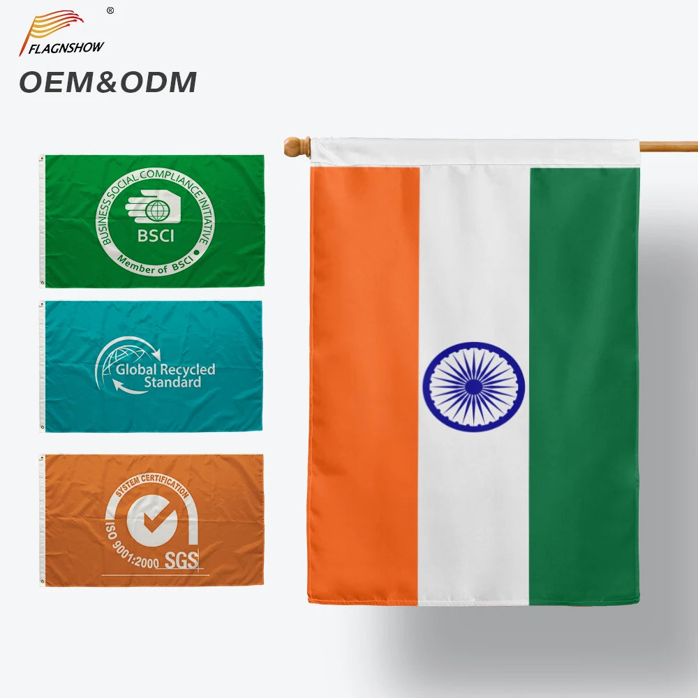 Factory Directly Low Price High Quality 3x5 ft 100D Polyester Custom Design 90X150CM Screen Printing India Flag