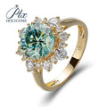 Real 14K Solid Gold Ring Bagues Blue Moissanite Wedding Engagement Solitaire Ring