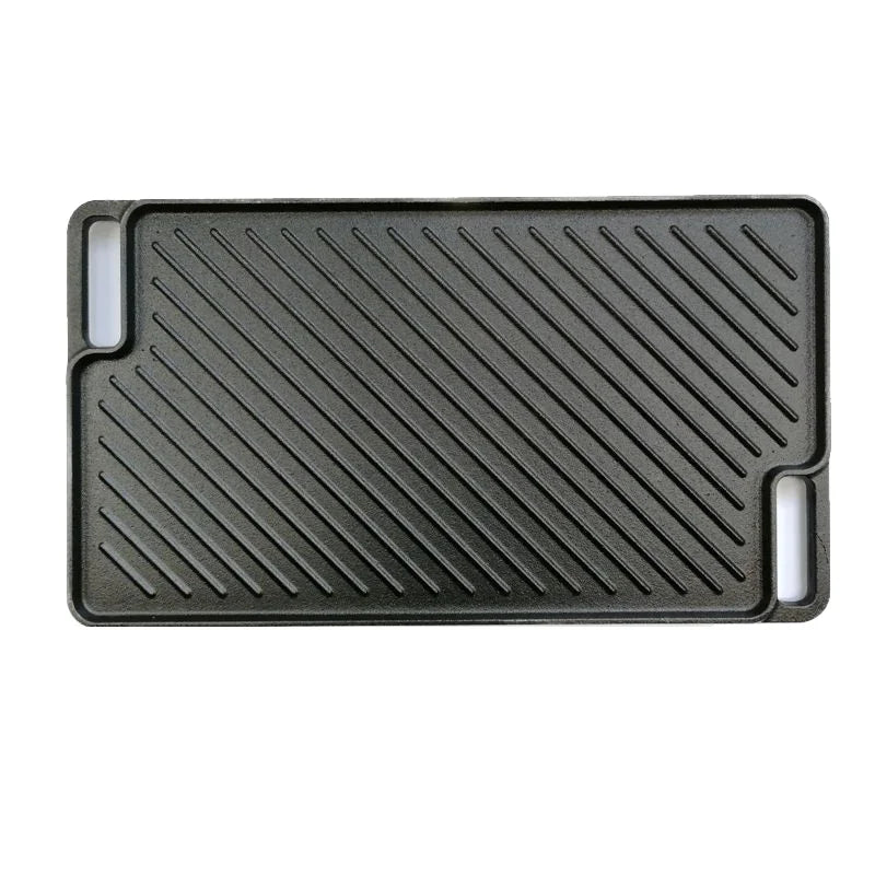 Non-Stick 4.3kg Cast Iron BBQ Grill Pan Griddle Reversible Smokeless 48x26cm Durable Outdoor Cooking Plate