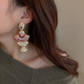 New Design Fashion Colorful Zircon Earrings Statement Rhinestone Earrings 925 Silver Needle Fan Dangle Earrings for Girls Women