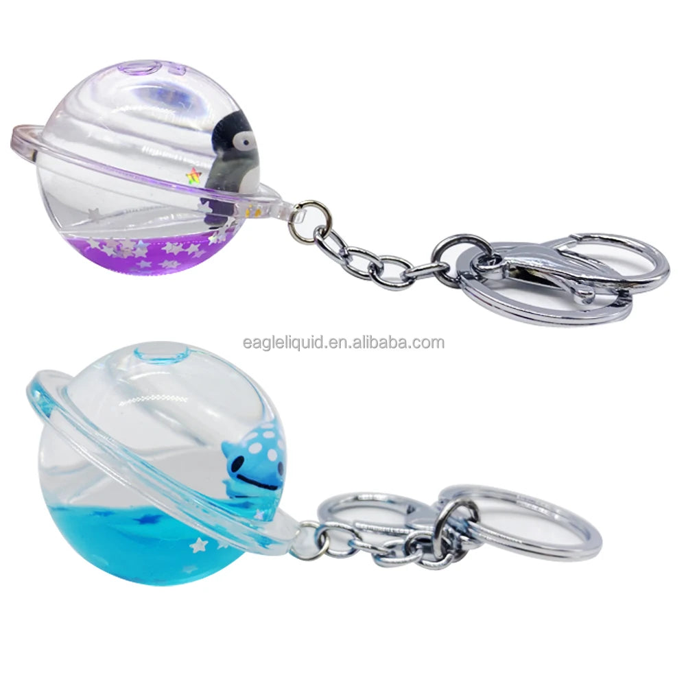 Luxury Floating Liquid Key Chain Creativity Handmade 3D Astronaut Space Robot Spaceman Keyring Mysterious Space Keychain