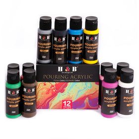 Professional 12-Piece Acrylic Pouring Paint Set From China Supplier for Glass Canvas Paper Medium
