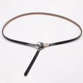 JULUN Genuine Leather Belts Designer Belts Women Smooth Black Leather Belt with Minimalist Square Silver Buckle for Casual Wear