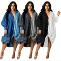 S-3XL Hot Sale Hem Loose Dress Drawstring Fashion Women Dress Multicolor Available