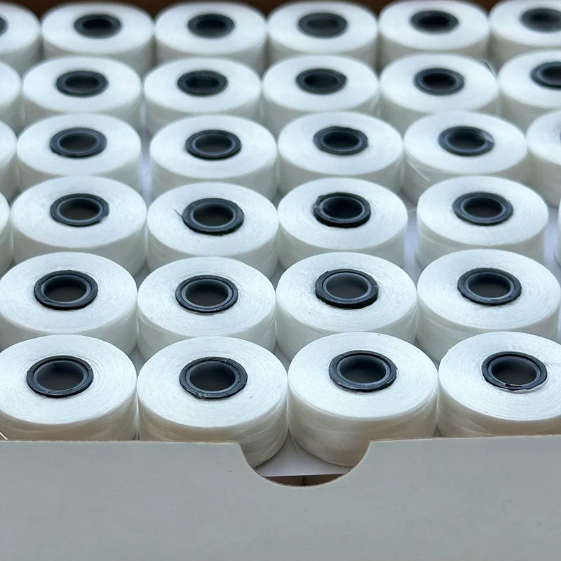 100% Polyester 144pcs/box Bobbin Thread White 75D/2 Pre-wound Bobbins Threads Magnetic Core Pre Wound Bobbins