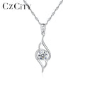 CZCITY Trend 925 Sterling Silver Pendant Necklace for Women Simple CZ Design Girl's Link Chain Necklace