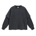 Custom Streetwear Double Layer Long Sleeve Tshirt DTG Printing Logo Vintage Acid Washed Men's T Shirt Men Oversized T Shirt