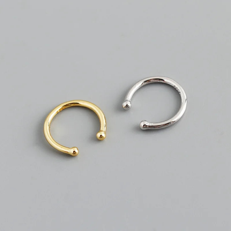 925 Sterling Silver Minimalist Fashion Ear Cuff Gold Plated Clip on Earrings for Women Men Girl Piercing Nose Ring Jewelry