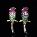 Special Design Gold Plated Colorful CZ Cubic Zircon Stones Cute Lucky Parrot Bird Shape Drop Earring for Women Fashion Jewelry