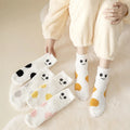 MIO Cute Super Soft Fuzzy Cozy Home Floor Socks Crew Design Cute Smiling Face Coral Fleece Socks Winter Thick Warm Funny Socks