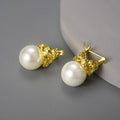 Lotus Fun Mother of Pearl Shell Flower Earrings 925 Sterling Silver 18k Gold Plated Vintage Jewelry Fine Jewelry for Women